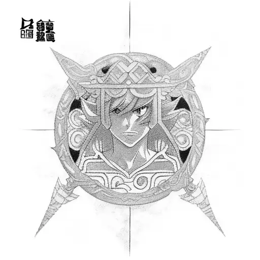 An Anime-inspired Sleeve Tattoo Depicting Scenes Of Loyalty And Justice With A Touch Of Blackwork