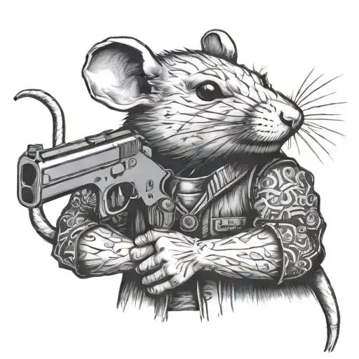 Rat With A Gun In His Hands