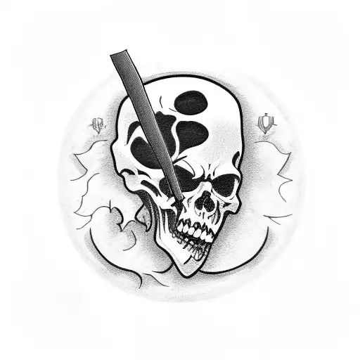 Grim Reaper With Grave And Time Clock