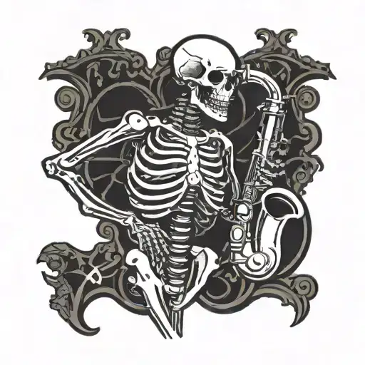 Skeleton Playing Saxaphone