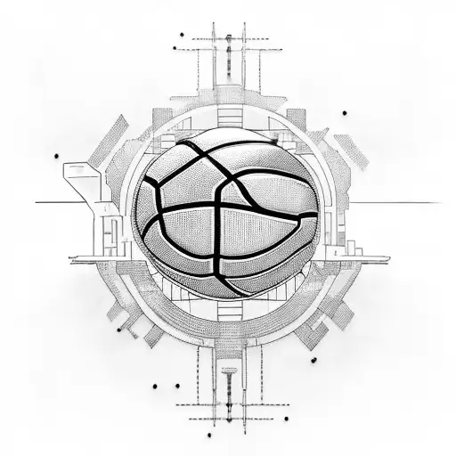 A Cyberpunk-inspired Movie Scene With A Basketball Court In The Background