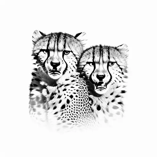 Two Happy Cheetahs In Love Inside Of A Heart