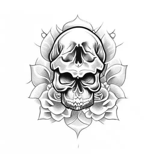 Skull And Flowers Back