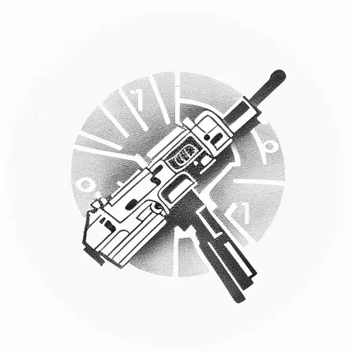 A Car Dashboard With A Gun As The Speedometer