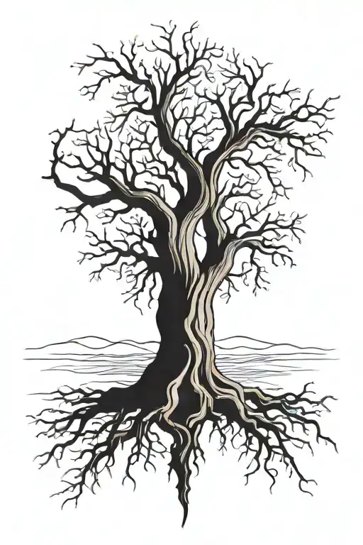 Dry Tree With Roots In Heart