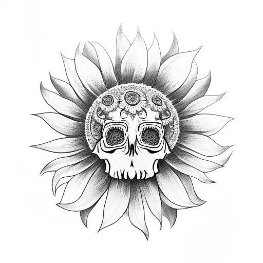 Sunflower With Skull