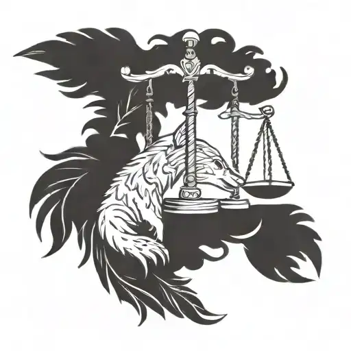 Wolf And Libra Scale Weighing A Feather