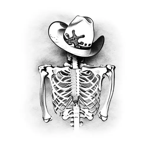 Skeleton Cowboy Smoking A Cigarette