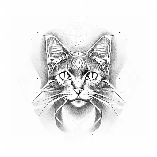 A Black Cat With Intricate Geometric Patterns