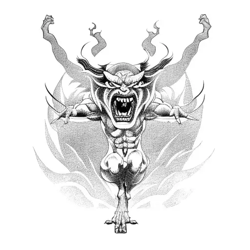 A Fierce Japanese Demon Performing A Gymnastics Routine