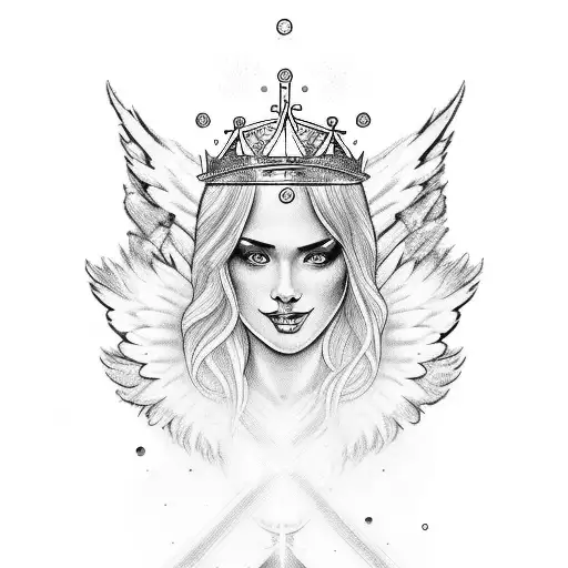 Angel Winds With A Crown And A Halo With Space In The Middle To Put Writing