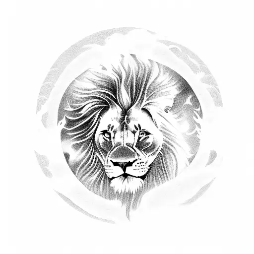 A Lion Meditating Under A Full Moon