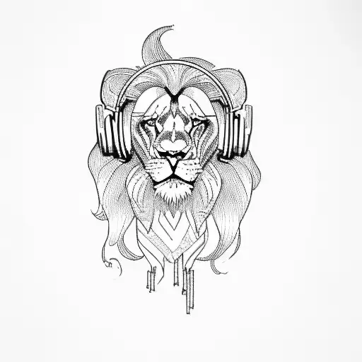 A Lion With Headphones