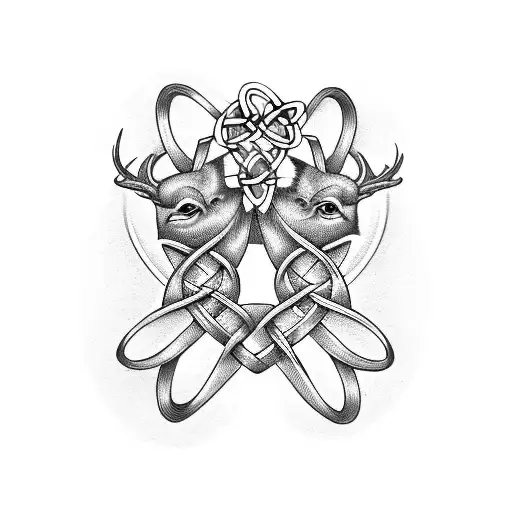 Celtic Band Intertwined With A Buck And Hummingbird