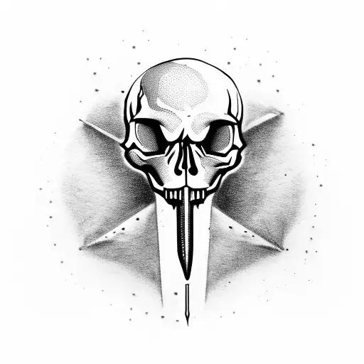 Skull With A Dagger Piercing Through It