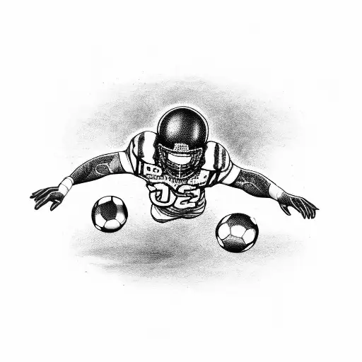 Create A Tattoo Of A Football Player Diving For A Touchdown