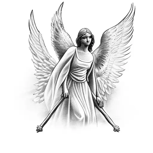 Angel Of God Carrying A Cross