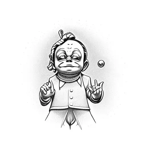 Cartoon Mad Oompa Loompa Waving His Finger Back And Fortunately Disapproval