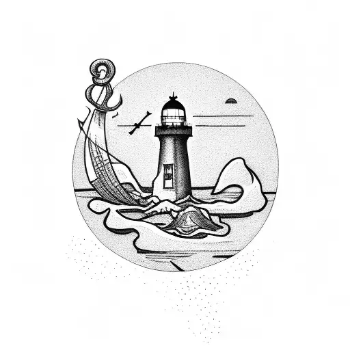 Minimalist Lighthouse And Anchor