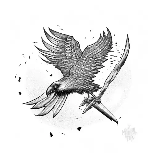 Raven Spreading Wings
