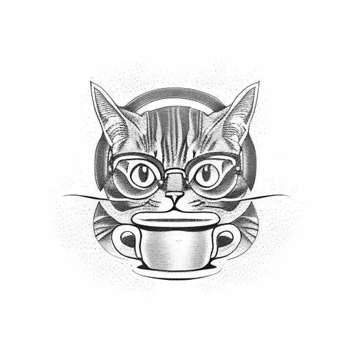 A Cat Riding A Motorcycle With A Trail Of Coffee Beans Behind It