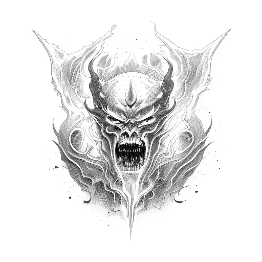 Demonic Infernal Abstract Design With Hard Thick Lines