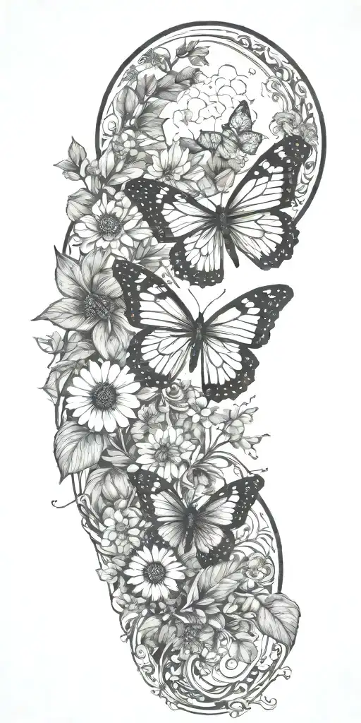 Nature Butterfly Plants Girlie Moon Sun