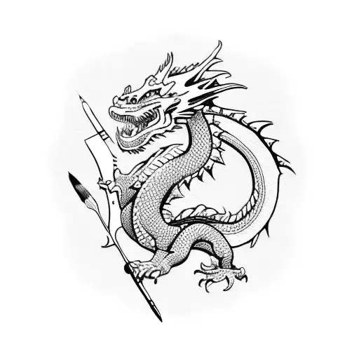 A Dragon Holding A Paintbrush In Its Claws