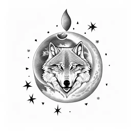 Lone Wolf In Moon