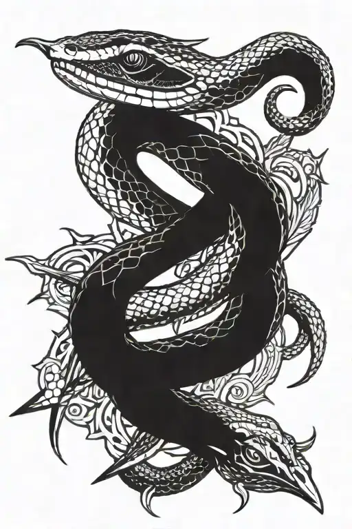 A Spear With A Snake Wrapped Loosely