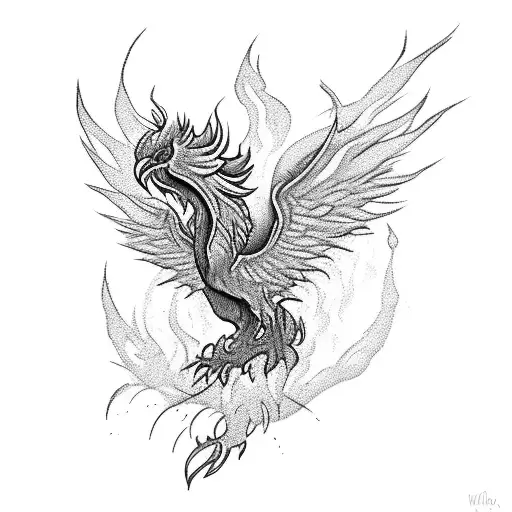 Phoenix Rising From Flames