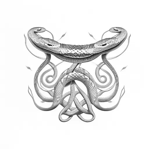 A Snake Symbol Entwined With Greek Column Details