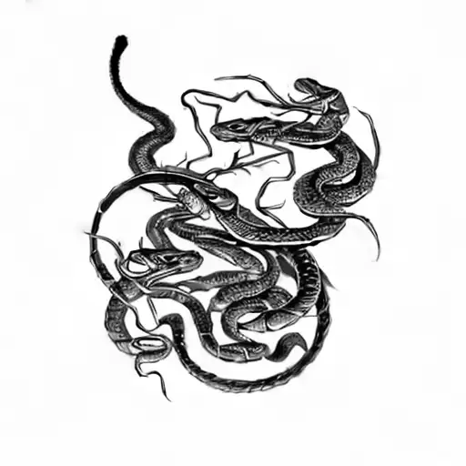 A Snake And Scorpion Dueling Horizontally