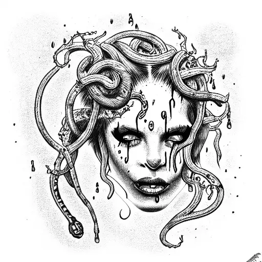 Attractive Medusa Crying Blood Tears