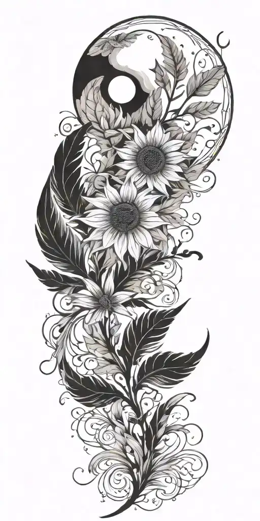 Moon Sun Plants Feather