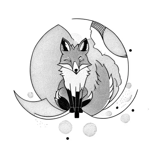 A Fox With A Moon Behind
