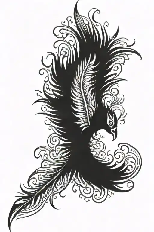 Phoenix Feather Fire Surrounded