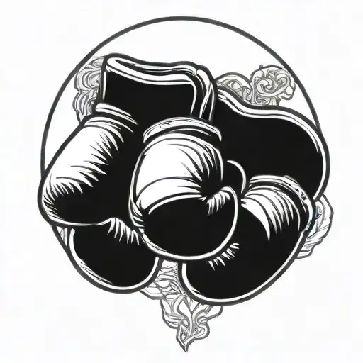 Boxing Gloves Doing Prayer Symbol And Muay Thai Head Band