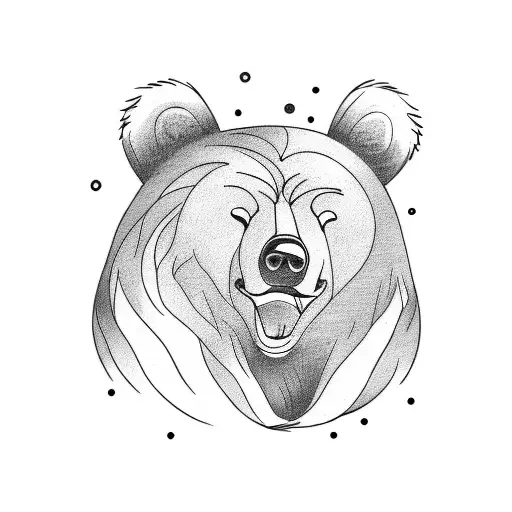 A Sketch-style Tattoo Of A Bear Sleeping In A Bed