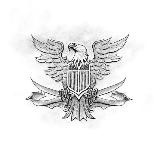 Eagle And A American Flag Imcombinef With A True North Symbol