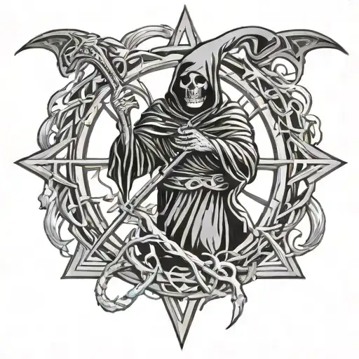 Grim Reaper On A Pentagram
