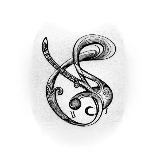 Bass Clef Treble Clef Heart With Watercolor Flowers