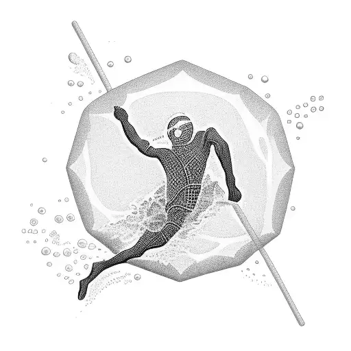 A Swimmer Diving Into A Crystal-clear Ocean