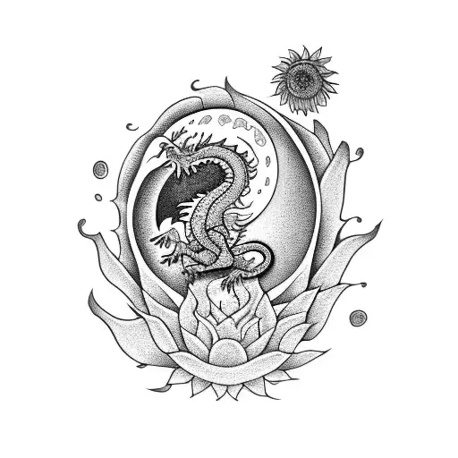 A Dragon Sleeping In A Sunflower Like A Bee