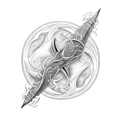 Trident With Ocean Wave