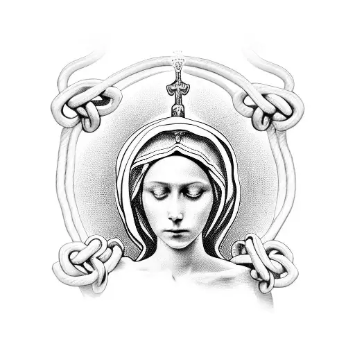 Virgin Mary Holding A Rope With Knots In It