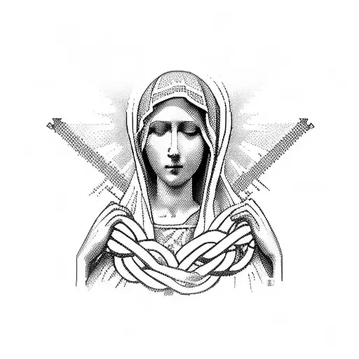 Virgin Mary Tying Knots In A Large Rope