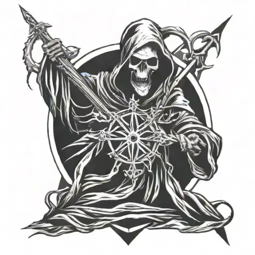 Grim Reaper On A Pentagram