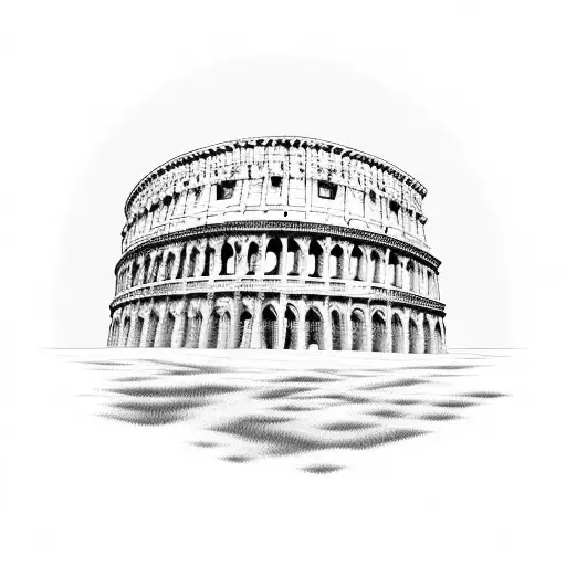 Roman Colloseum With The Shadow Of A Man Sitting In The Middle