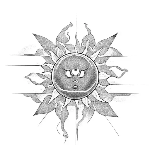 A Sun Rising Over A Closed Door With A Message Written In Intricate Blackwork